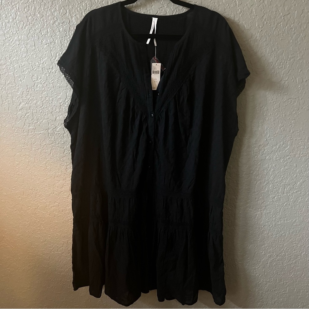 Anthropologie Plus Prairie Eyelet Detail Tunic Dress
